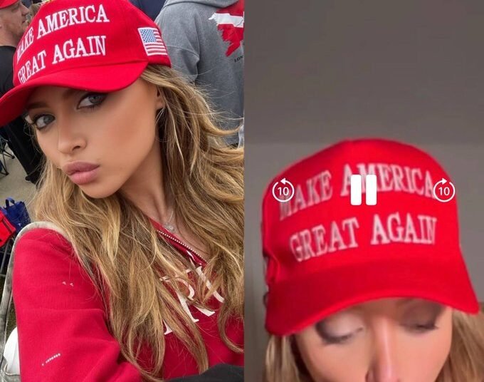 Ava Louise her after flashing crowd at Trump