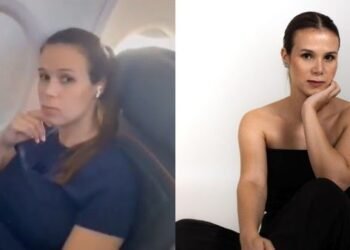 video mulher no aviao crianca