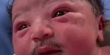 A baby was born with full facial hair this morning